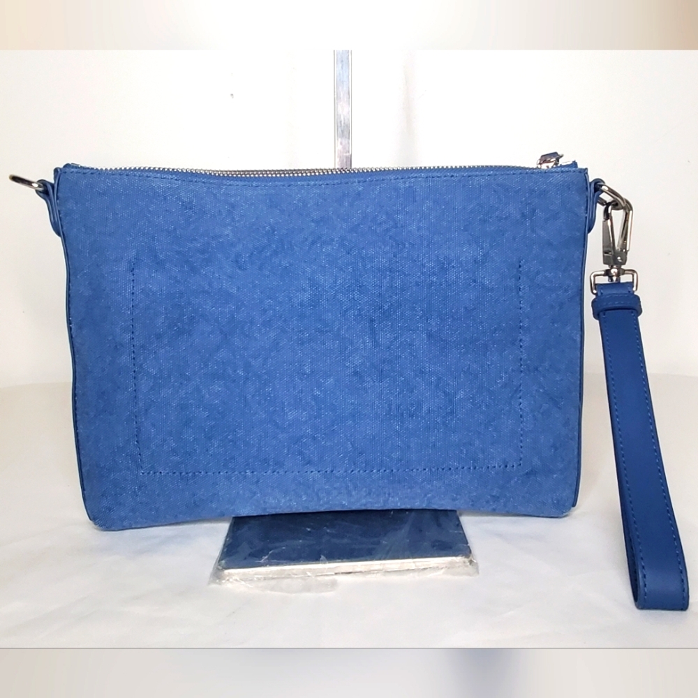 PINKO - "Parigi" Medium Size Denim Blue Canvas And Leather Wristlet/Clutch - Picture 2 of 12